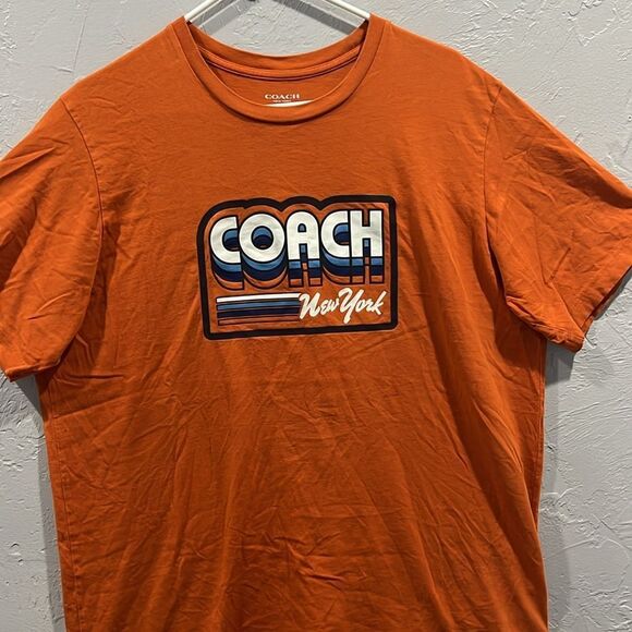 🔥🔥 COACH NEW YORK Designer Brand T-shirt Women Sz XL - Burnt Orange - PERFECT - Picture 1 of 9